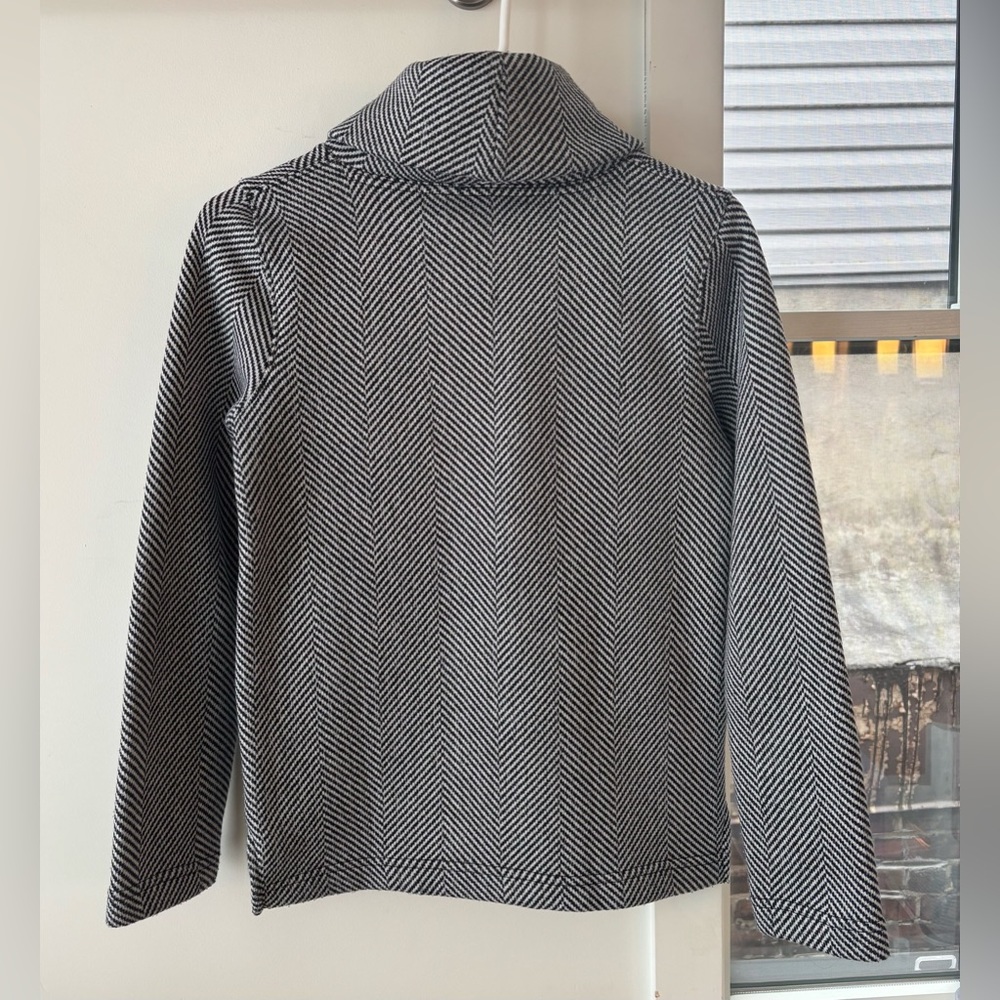Super Soft & Comfy! J Crew Herringbone Funnel Neck Sweatshirt (Black and White) - Picture 4 of 11